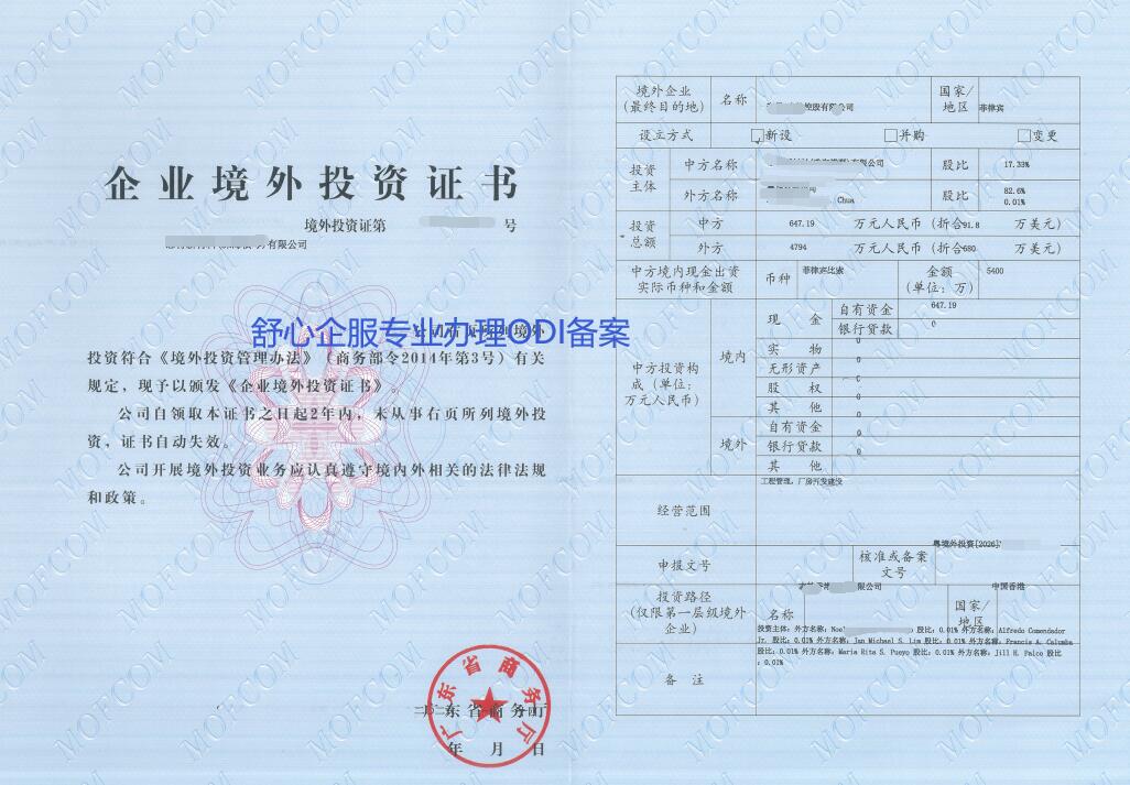 ODI備案案例